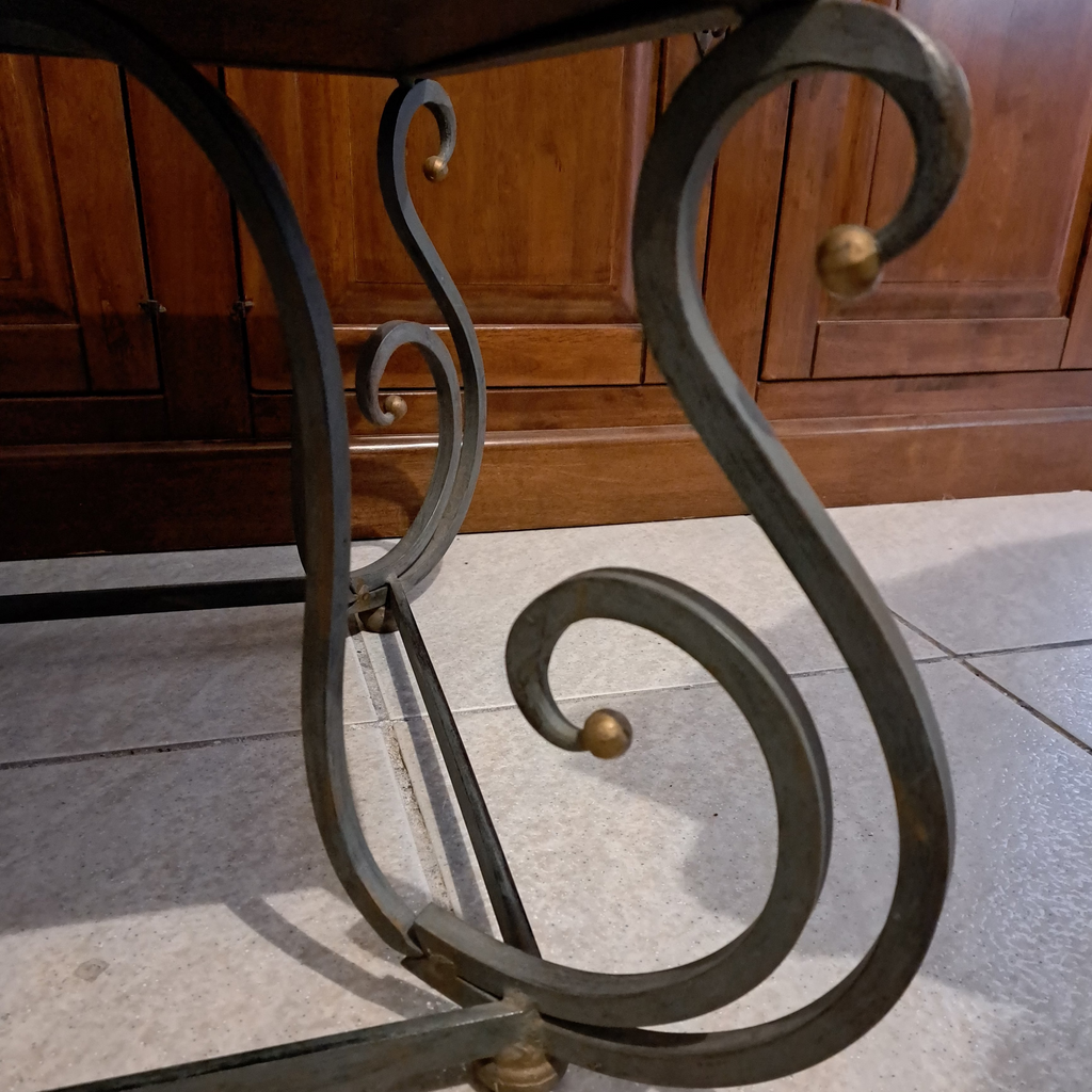 Tavolino Quadrato – Ferro Battuto e Legno – Stile Industrial / Rustico