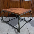 Tavolino Quadrato – Ferro Battuto e Legno – Stile Industrial / Rustico