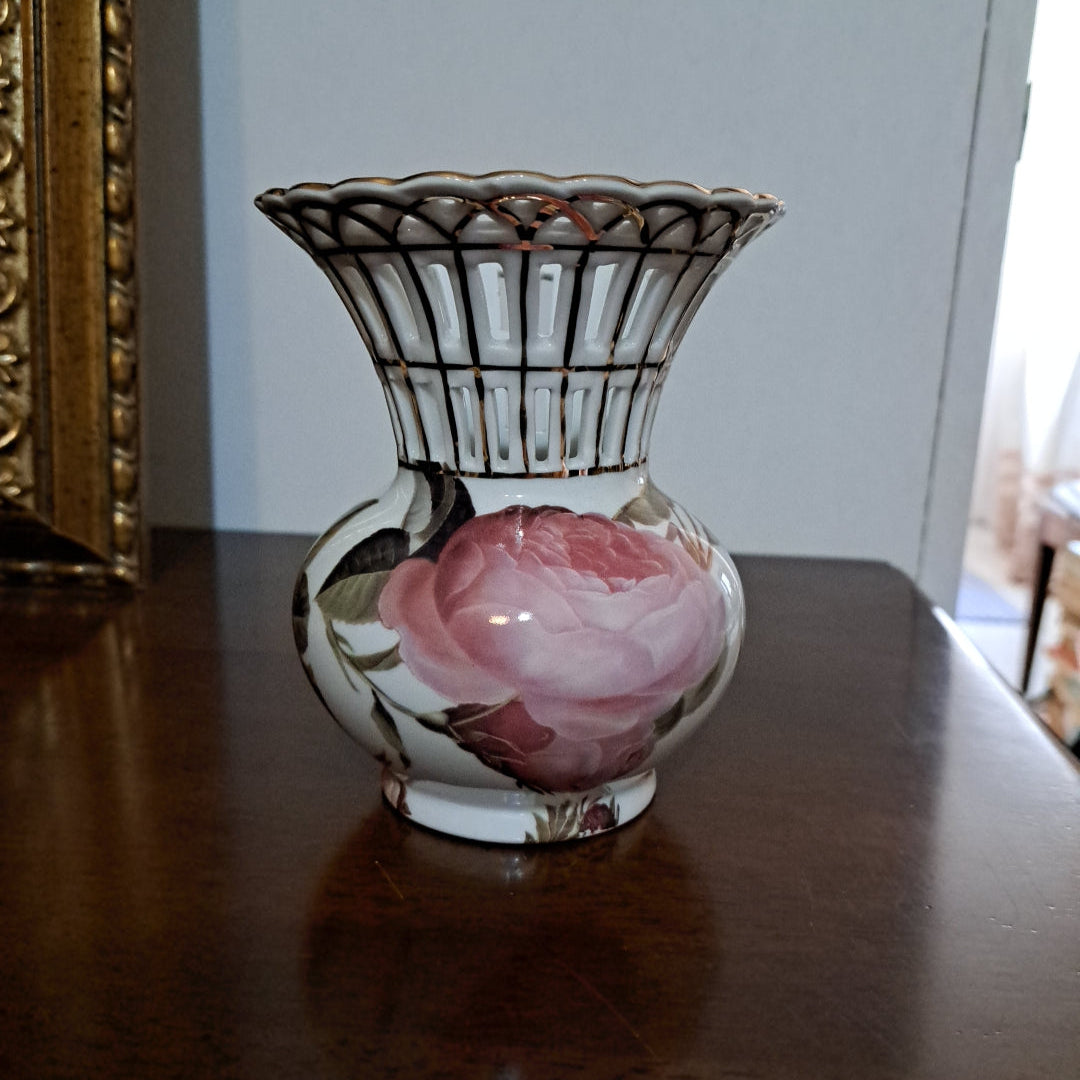 🌿 Raffinato Vaso a Traliccio "Piccadilly" – Porcellana Traforata a Mano